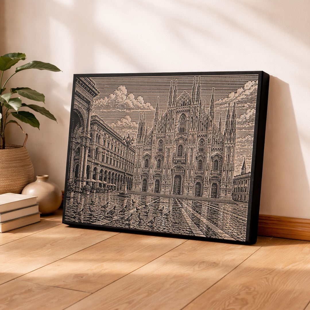 Duomo di Milano Engraved Birch Art Panel