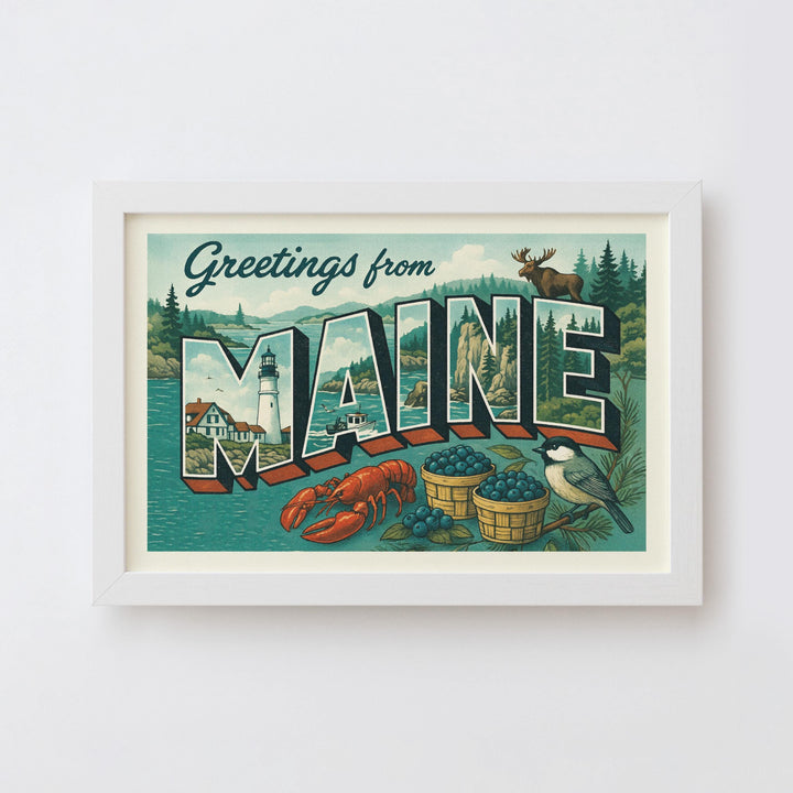 Maine Postcard Art Print