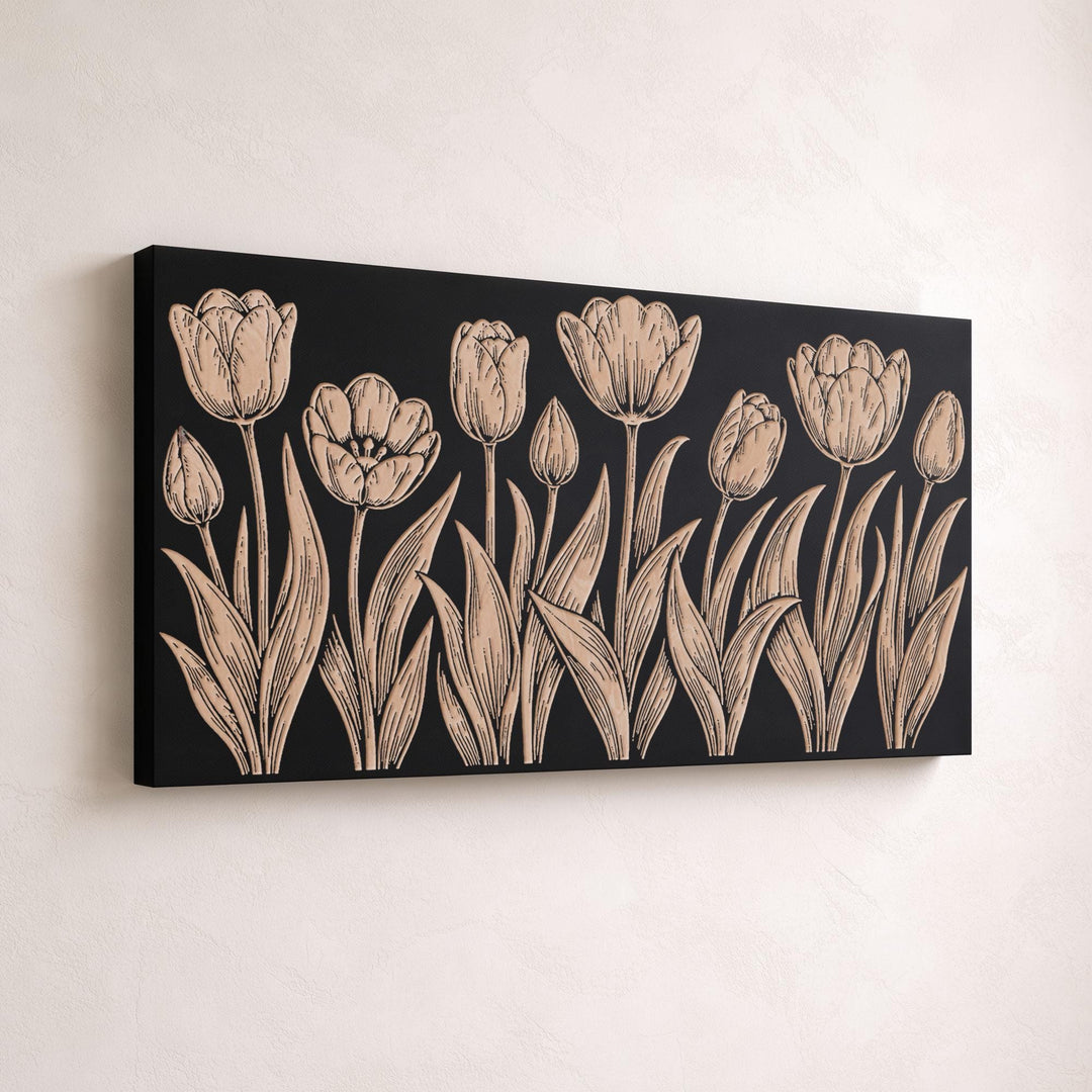 Tulips Engraved Birch Art Panel
