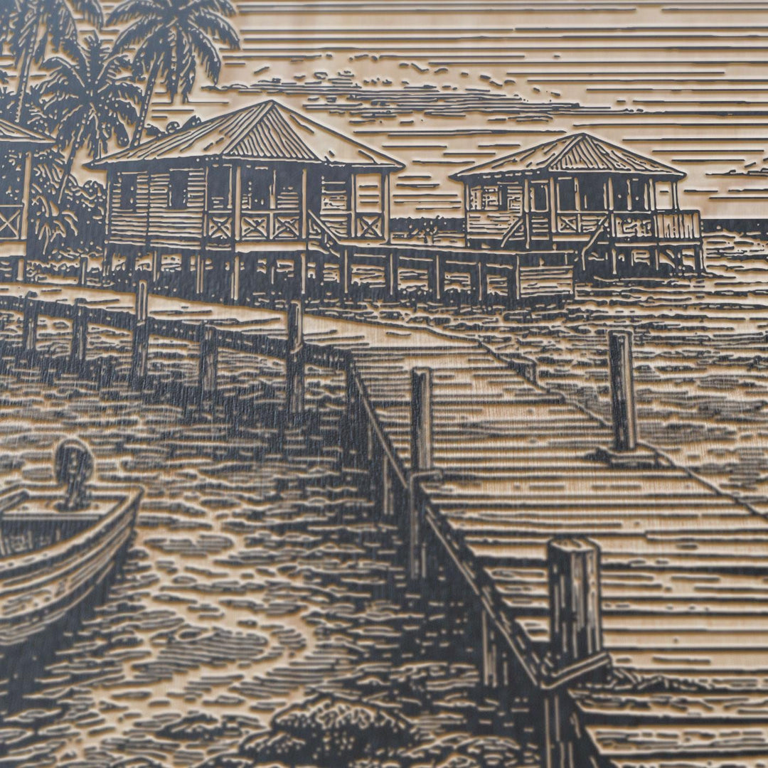 Belize Cayes Engraved Birch Art Panel