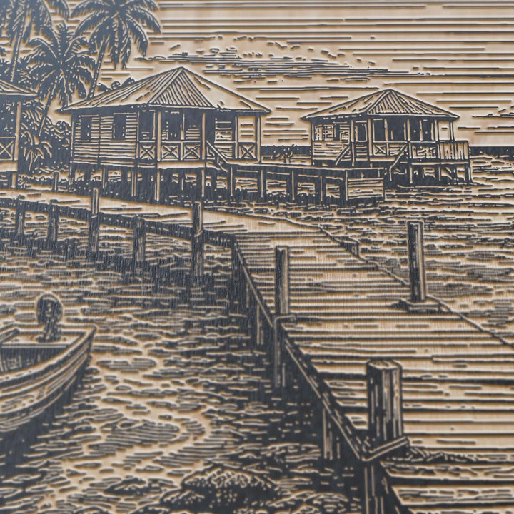 Belize Cayes Engraved Birch Art Panel