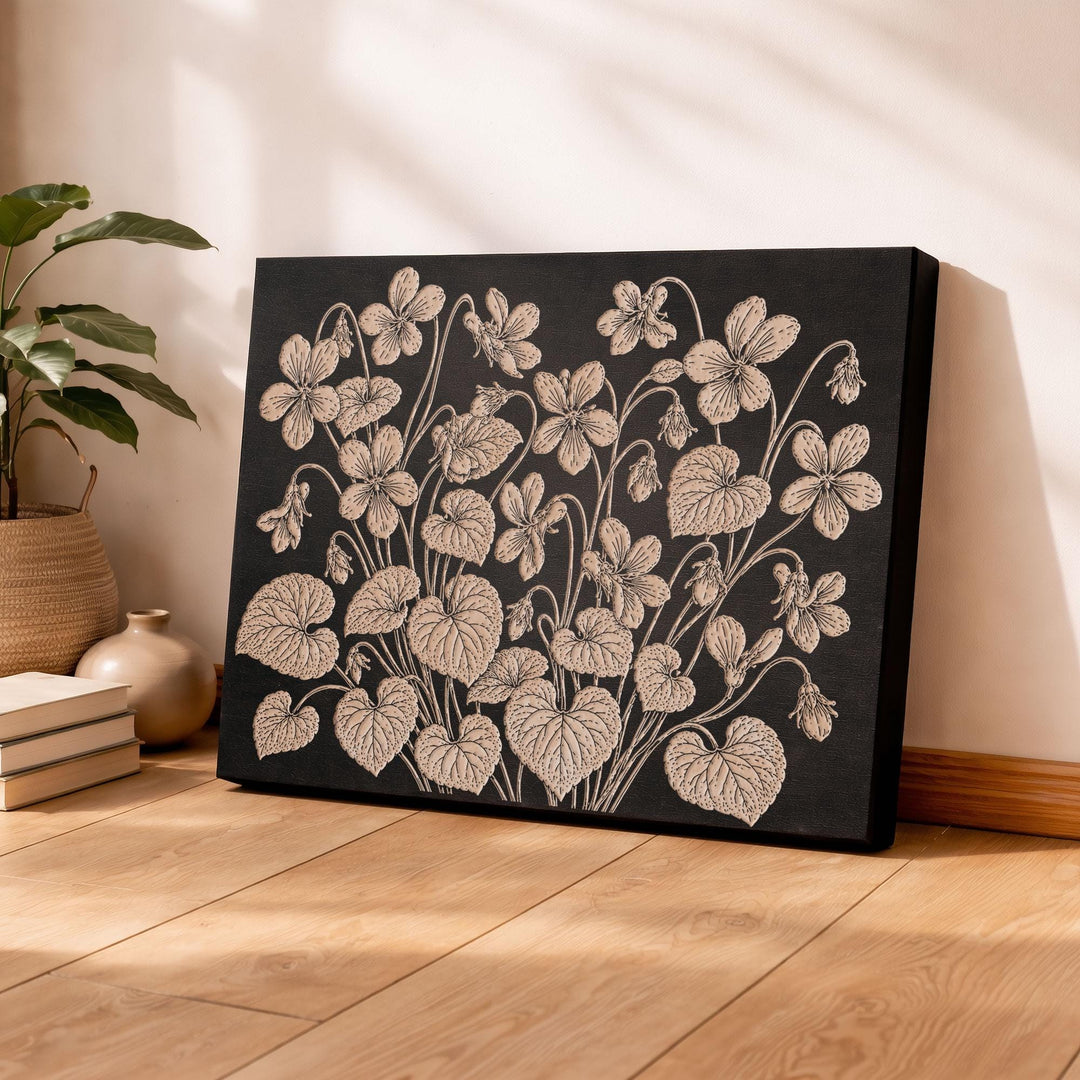 Violets Engraved Birch Art Panel