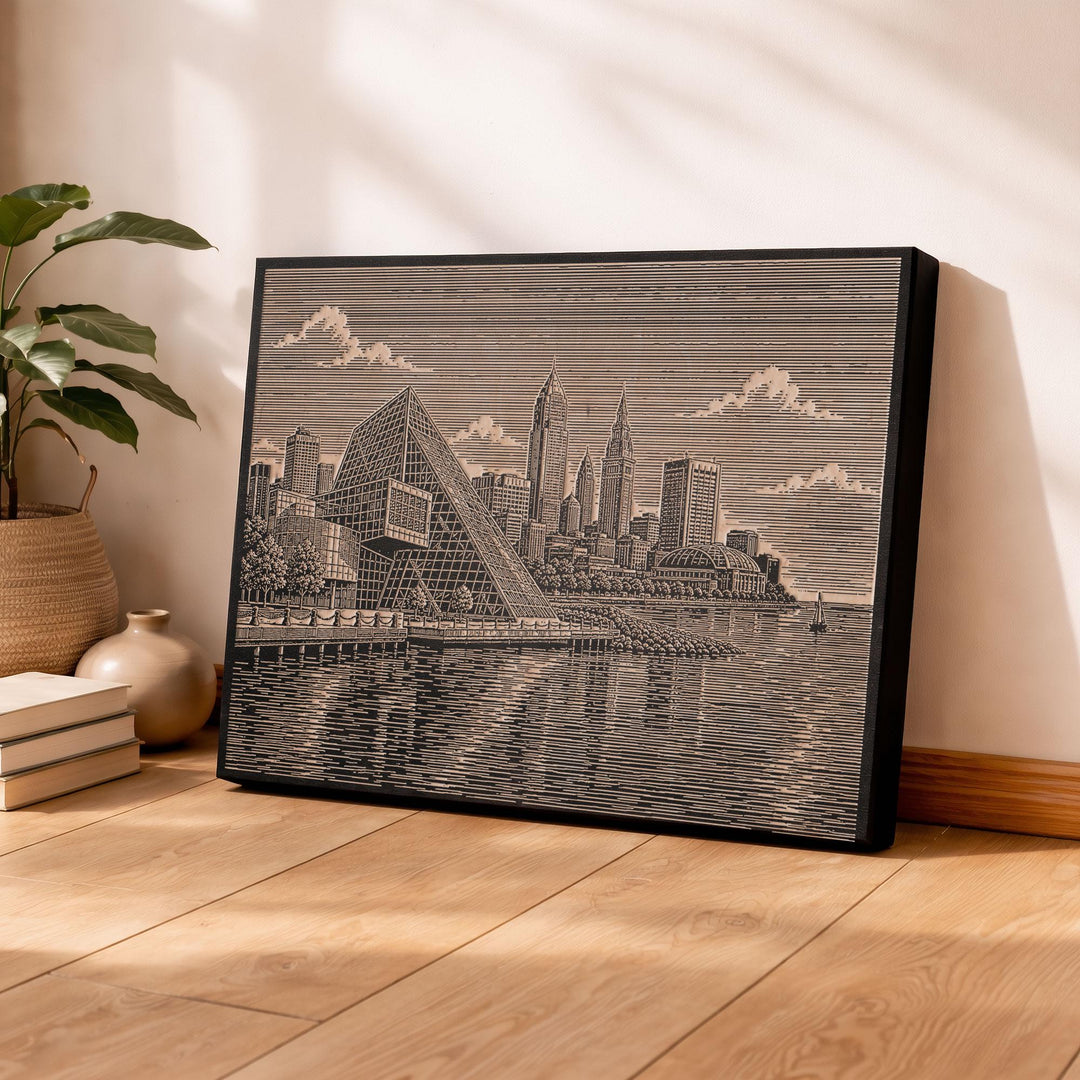 Cleveland Rock Hall Engraved Birch Art Panel
