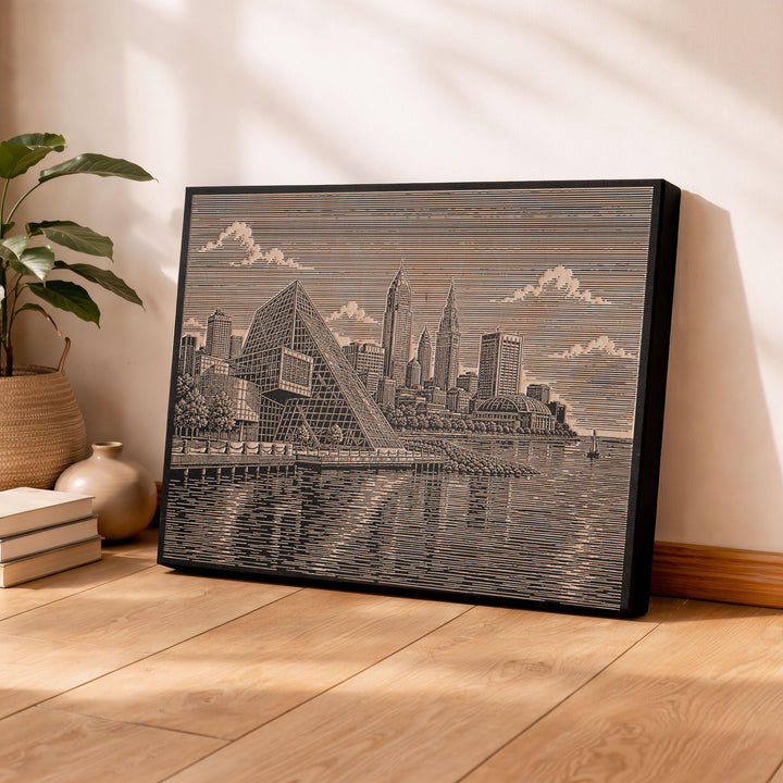 Cleveland Rock Hall Engraved Birch Art Panel