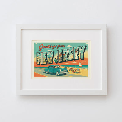 New Jersey Postcard Art Print