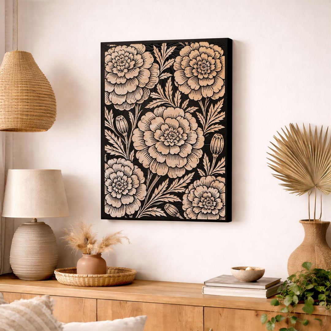 Marigold Garden Engraved Birch Art Panel