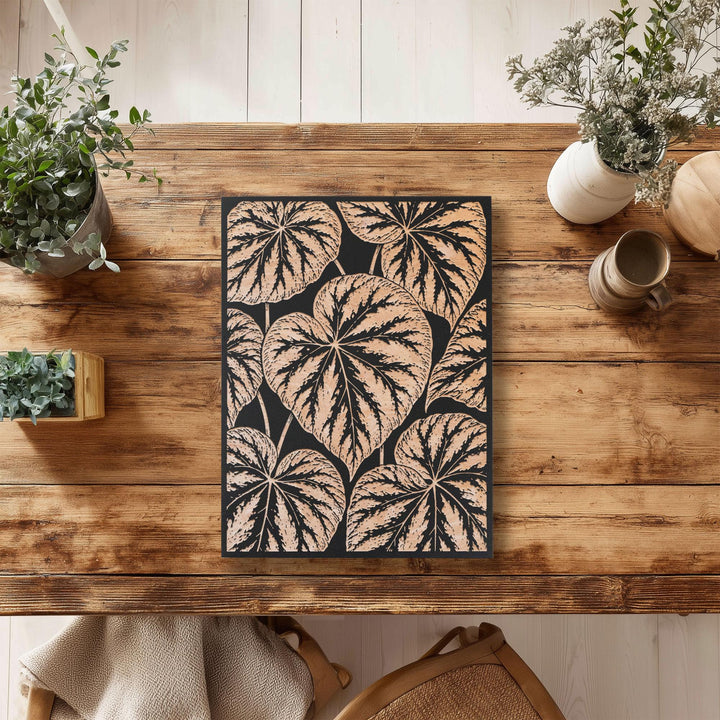 Begonia Leaf Pattern Engraved Birch Art Panel