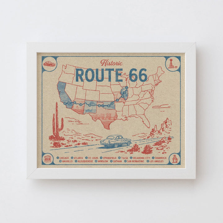 Route 66 Map Art Print