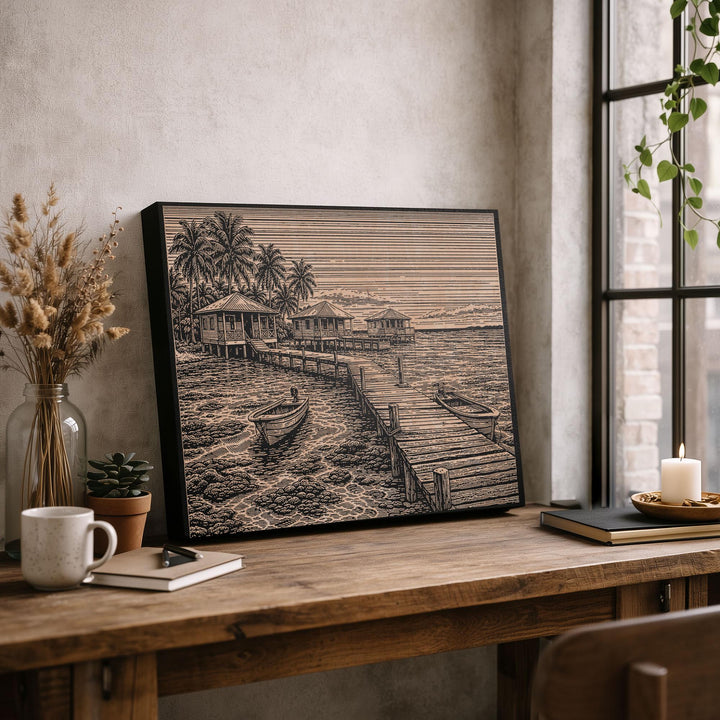 Belize Cayes Engraved Birch Art Panel