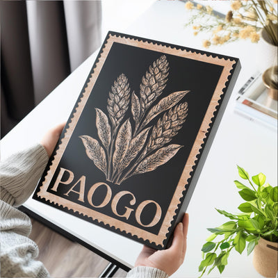 Paogo Floral Wall Art | Engraved Wood Lithograph Style Nature Illustration, Plant Flower Painting Mothers Gift, Vintage American Samoa Art