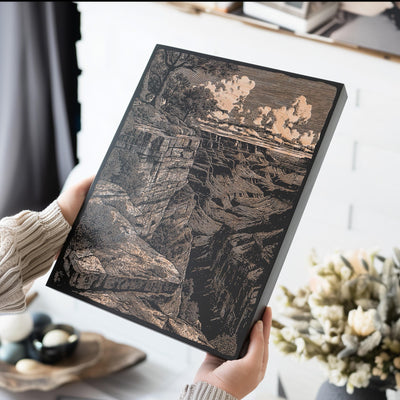Grand Canyon Rim Engraved Illustration