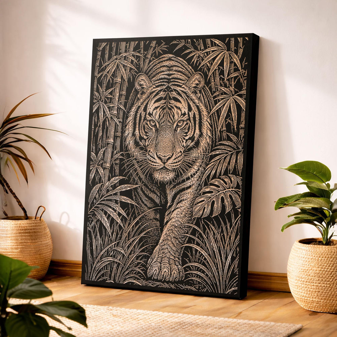 Tiger Engraved Birch Art Panel