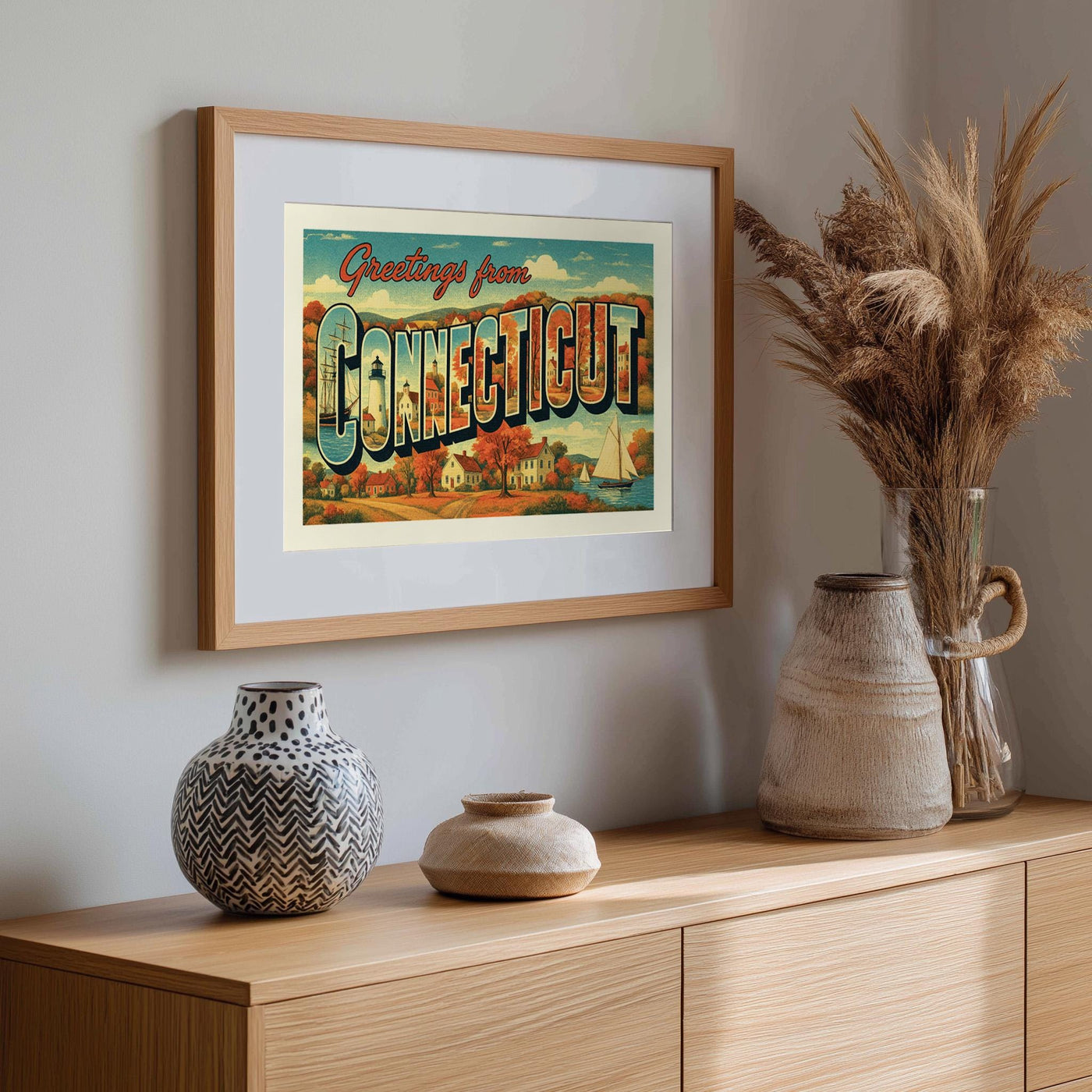 Connecticut Postcard Art Print