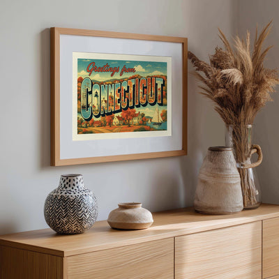 Connecticut Postcard Art Print