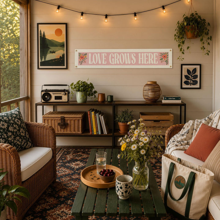 Love Grows Here Felt Banner