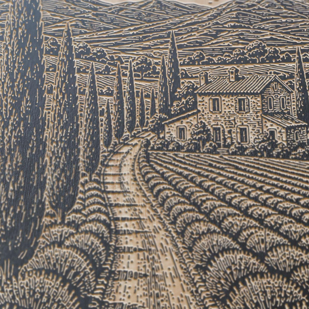 Provence Lavender Road Engraved Birch Art Panel