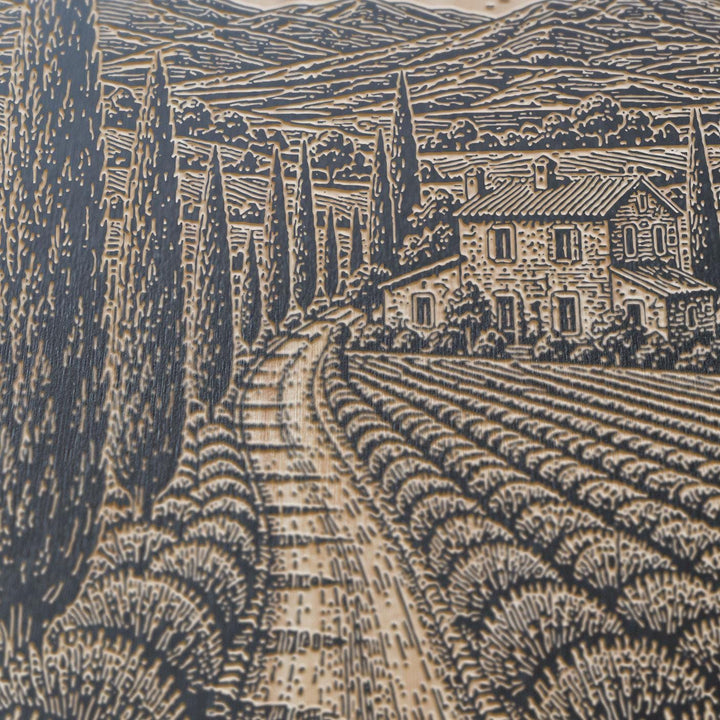 Provence Lavender Road Engraved Birch Art Panel
