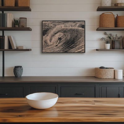 Surfer in a Barrel Wave Scene Wall Art