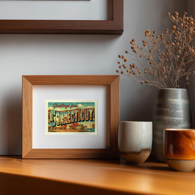 Connecticut Postcard Art Print