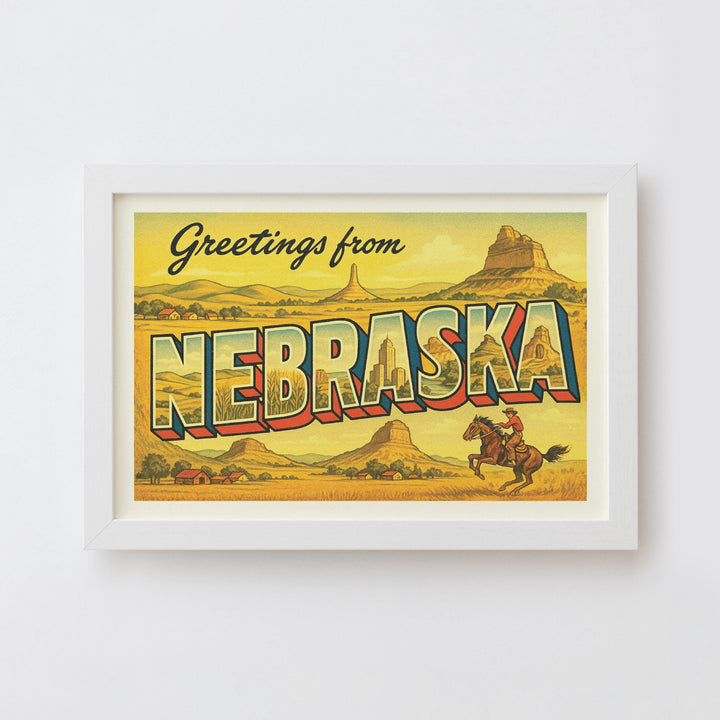 Nebraska Postcard Art Print