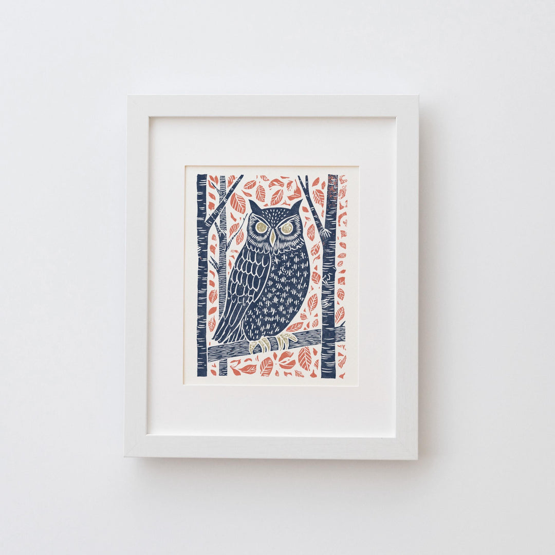 Owl Linocut Print