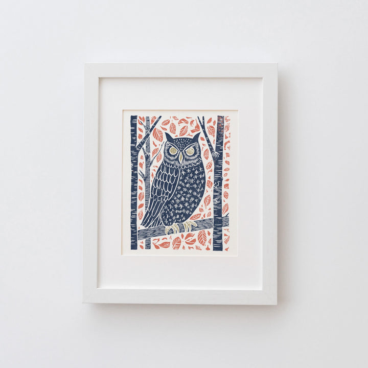 Owl Linocut Print