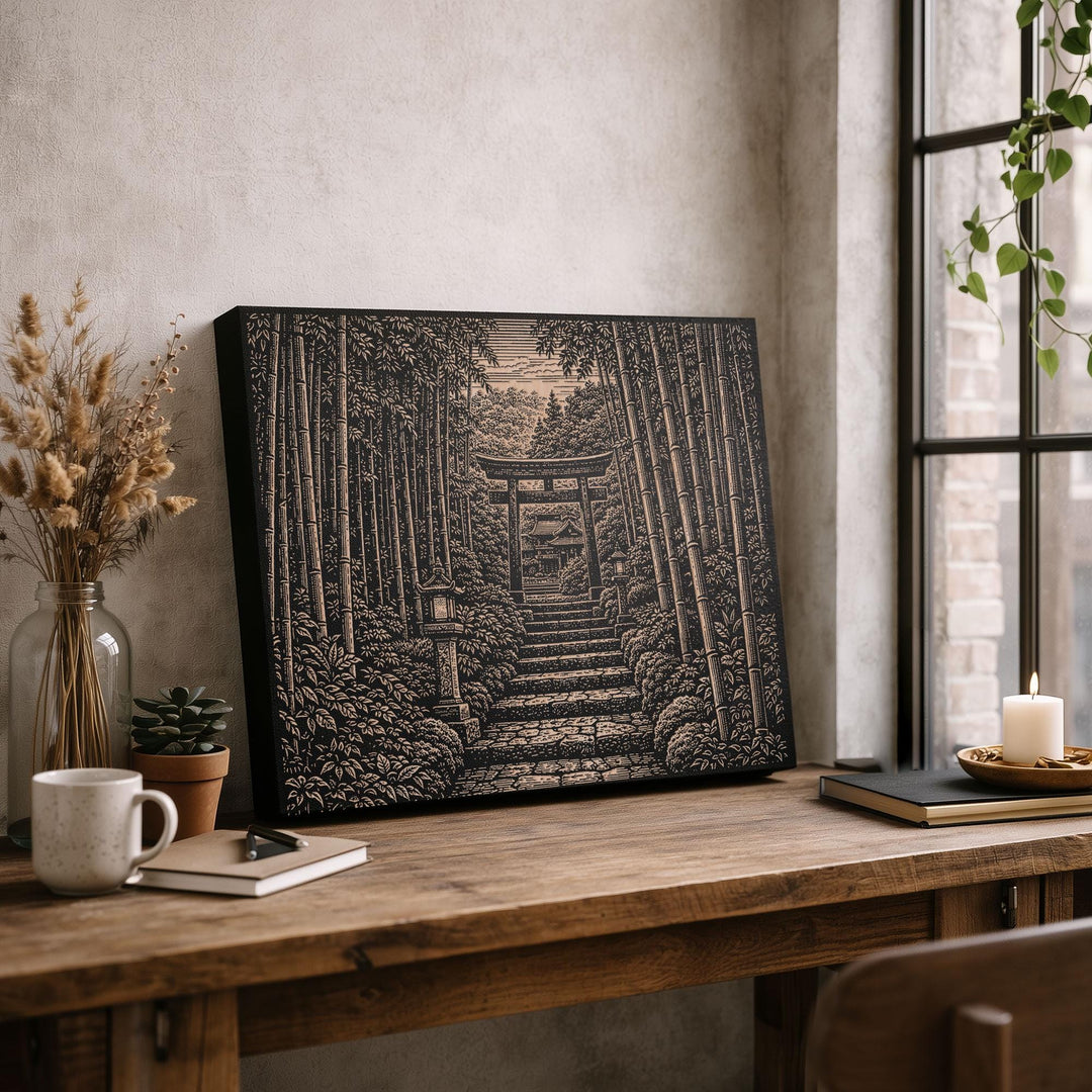 Torii Gate Path Engraved Birch Art Panel