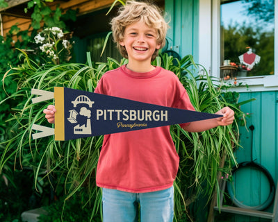 Pittsburgh Felt Pennant – Vintage City Banner With Bridge Design & Steel City Wall Art