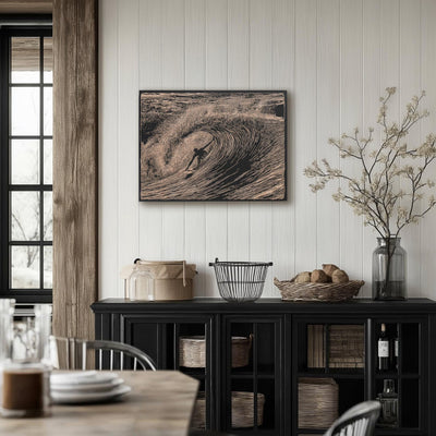Surfer in a Barrel Wave Scene Wall Art