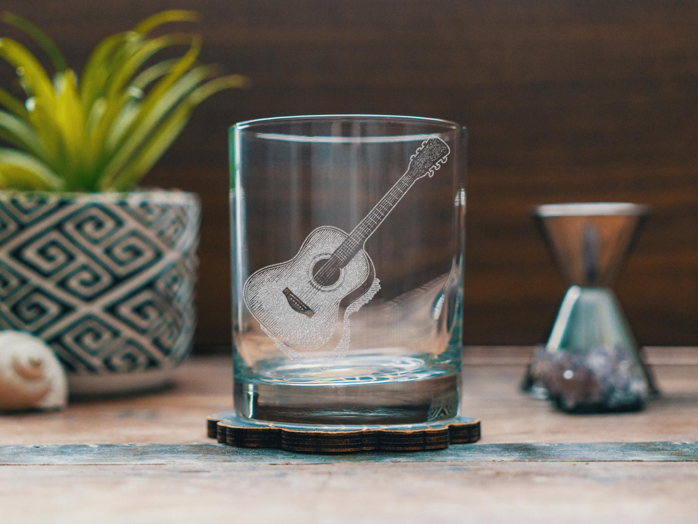 Acoustic Guitar Glasses | Music Themed Personalized Whiskey, Wine & Beer Glassware, Instrument Drinkware, Singer Songwriter Guitar Gift