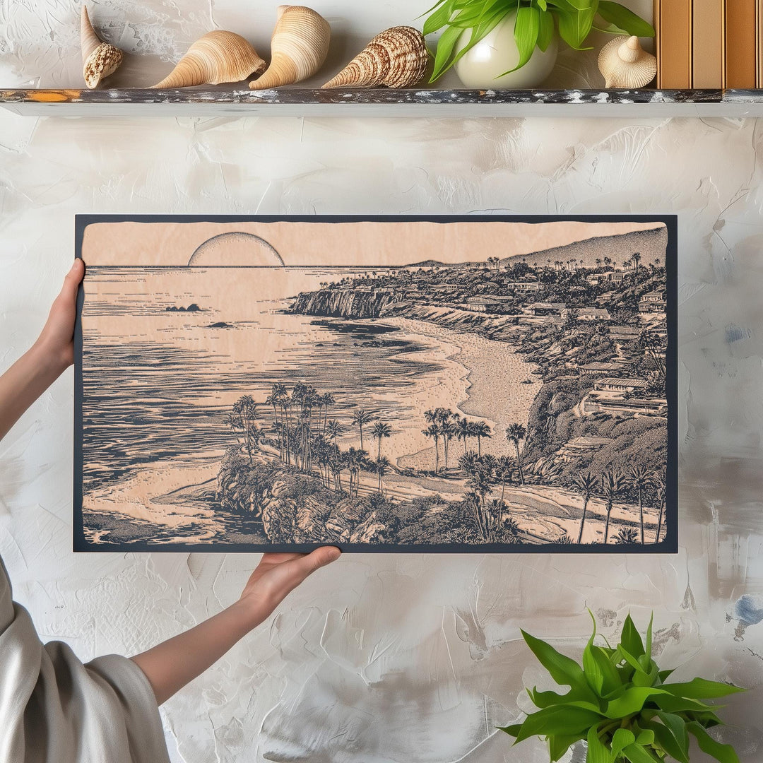 Laguna Beach Engraved Illustration