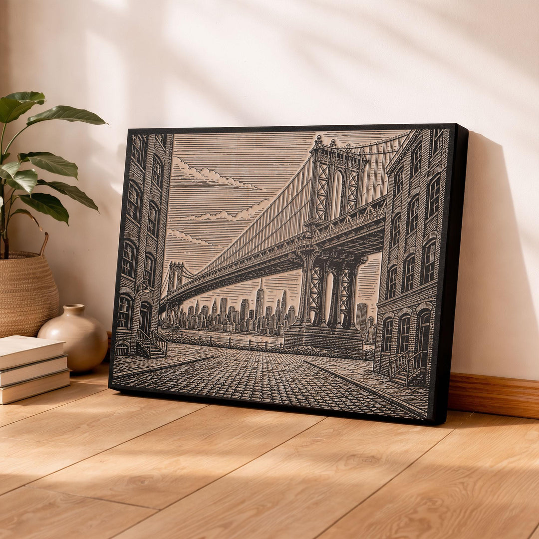 Brooklyn Bridge Engraved Birch Art Panel