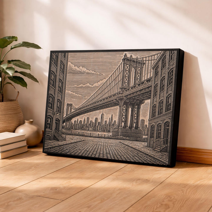 Brooklyn Bridge Engraved Birch Art Panel