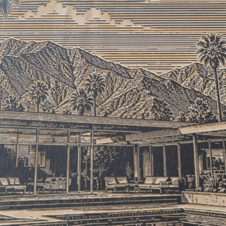 Palm Springs Mid Century Engraved Birch Art Panel