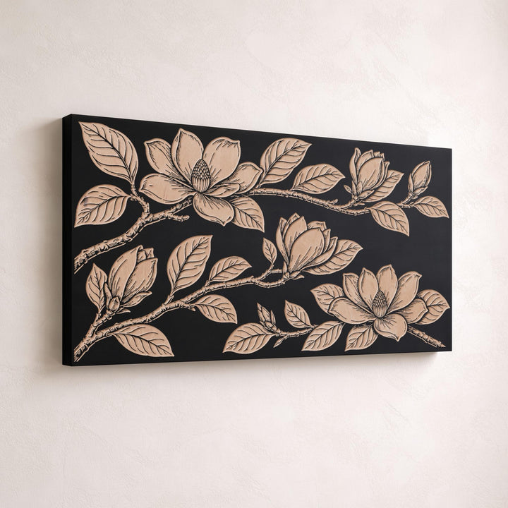 Southern Magnolia Blossoms Engraved Birch Art Panel