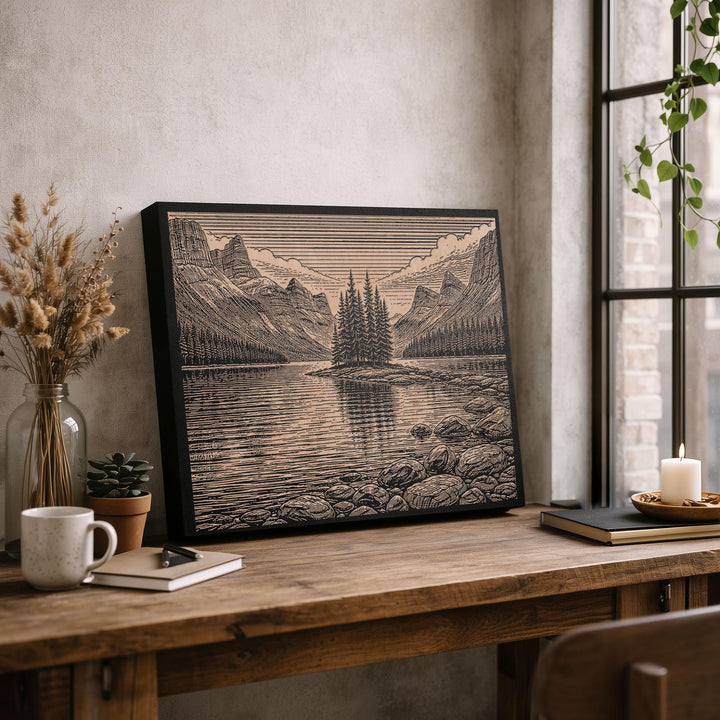 Jasper Spirit Island Engraved Birch Art Panel