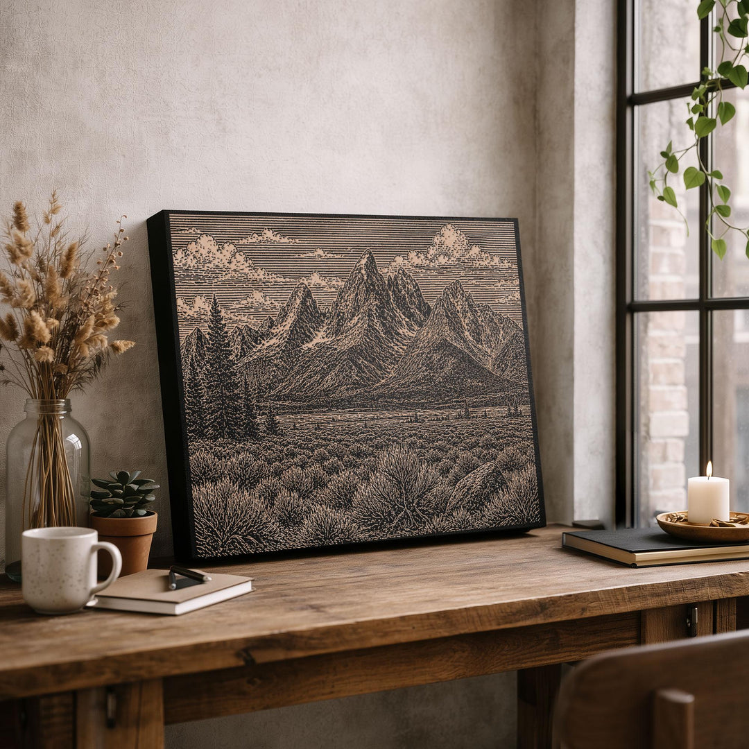 Grand Teton Engraved Birch Art Panel