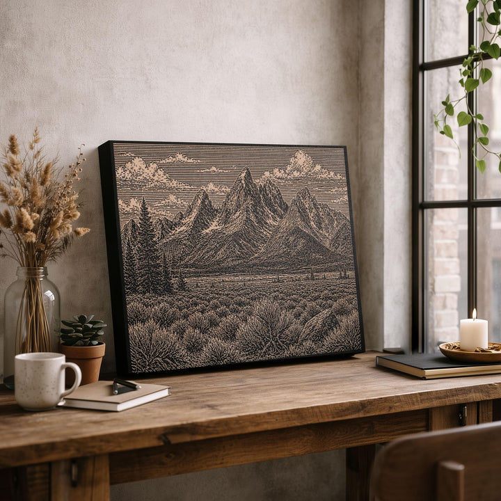 Grand Teton Engraved Birch Art Panel