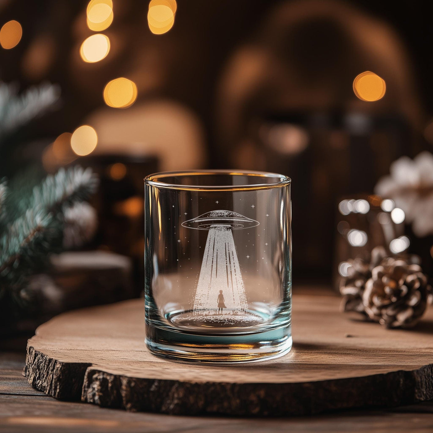 UFO Alien Glasses | Extraterrestrial Themed Personalized Whiskey, Wine & Beer Glassware, Sci-Fi Drinkware, Outer Space Enthusiasts Gift