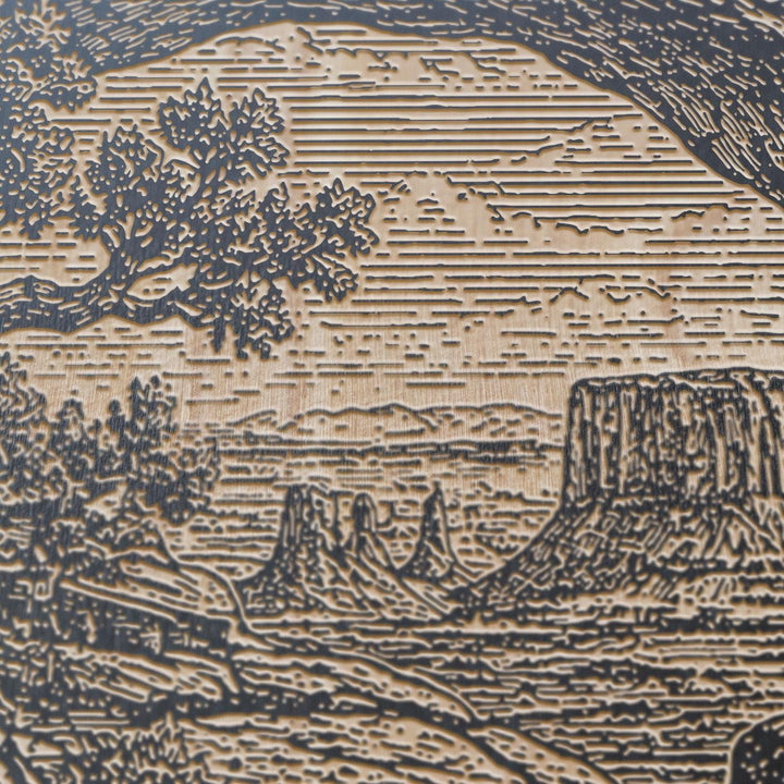 Red Rock Arch and Juniper Engraved Birch Art Panel