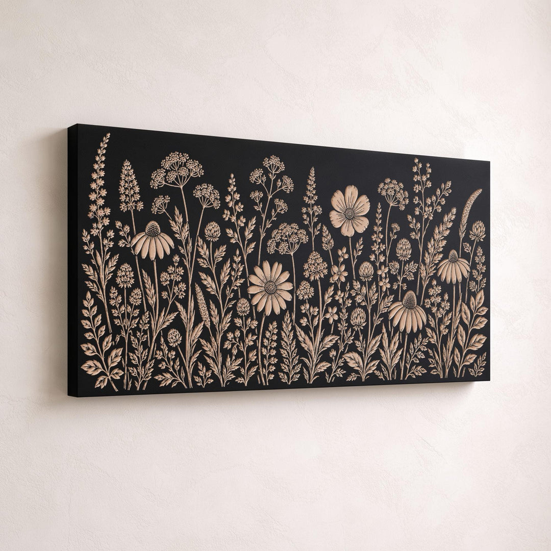 Wildflowers Engraved Birch Art Panel