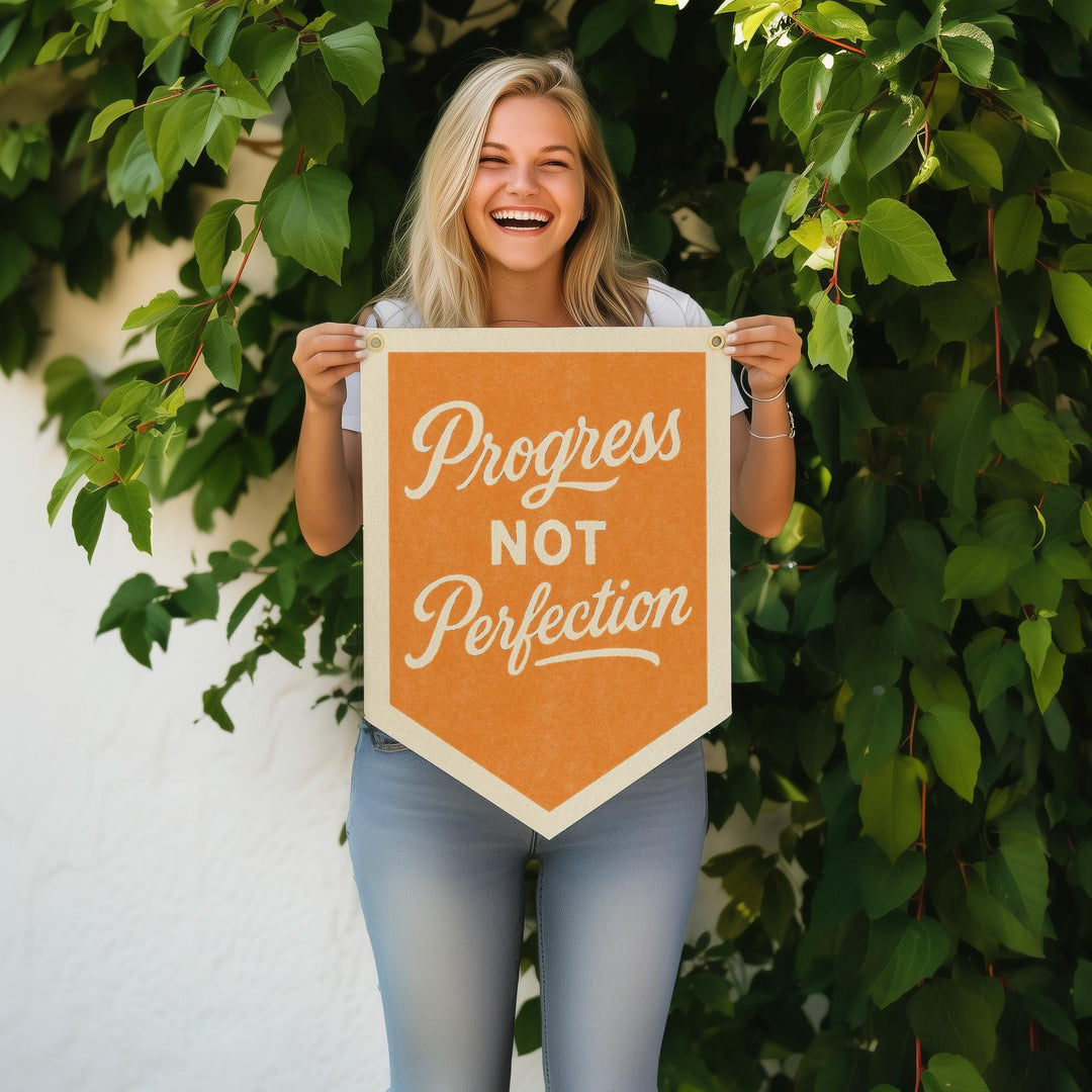 Progress Not Perfection Felt Camp Flag