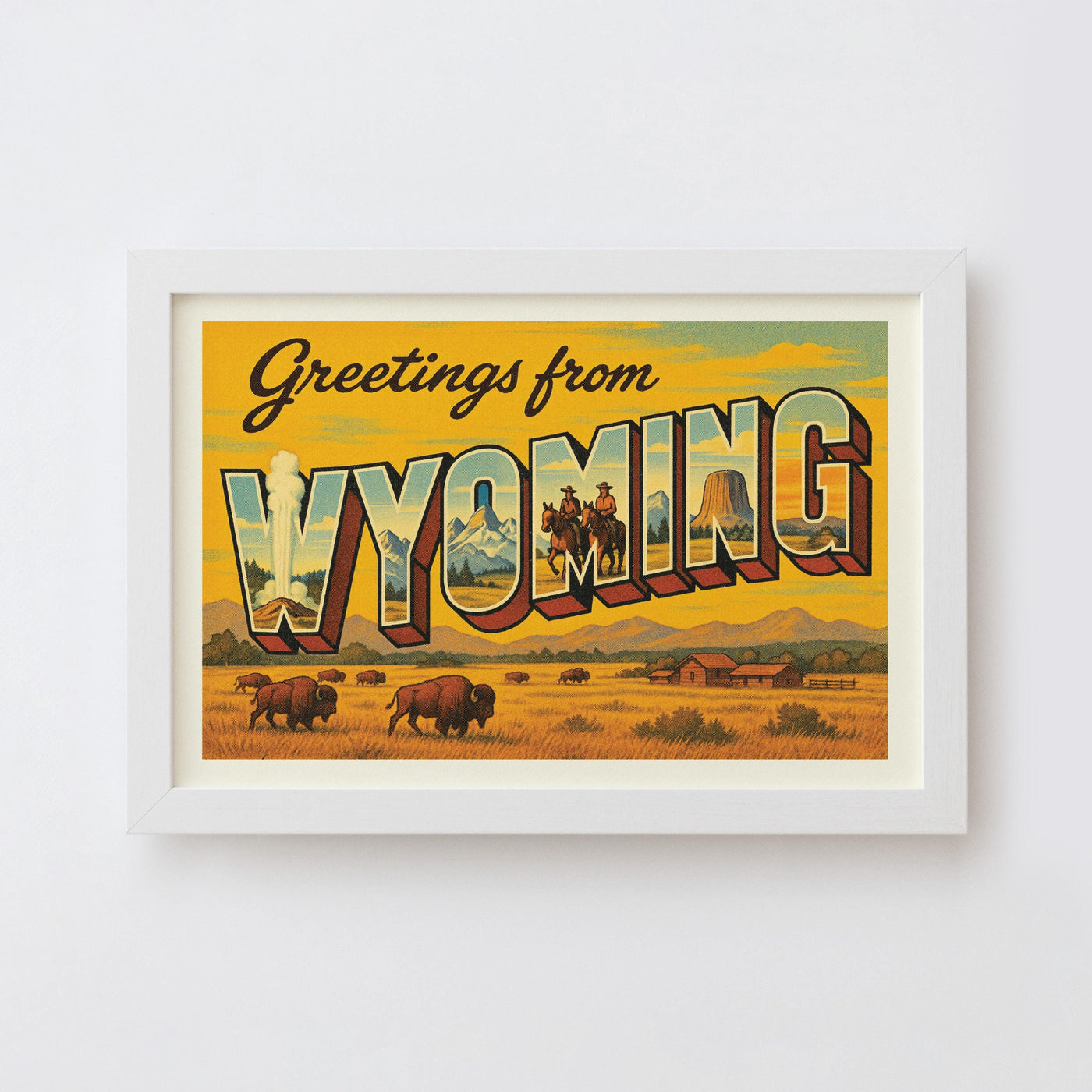 Wyoming Postcard Art Print