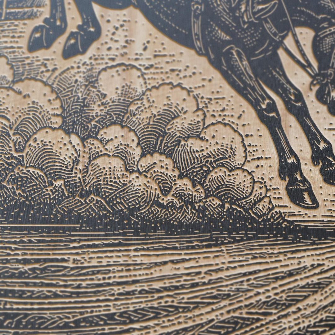 Bucking Bronco with Cowboy Engraved Illustration