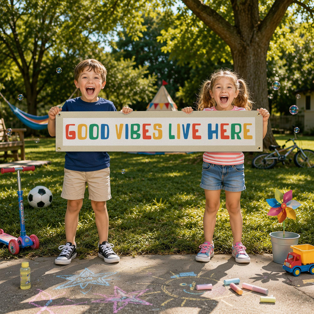 Good Vibes Live Here Felt Banner