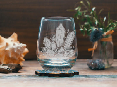 Crystal Glasses | Boho Ethereal Themed Whiskey, Wine & Beer Glassware, Spiritual Seeker Drinkware, Mineral Enthusiasts Gift, Glam Home Decor
