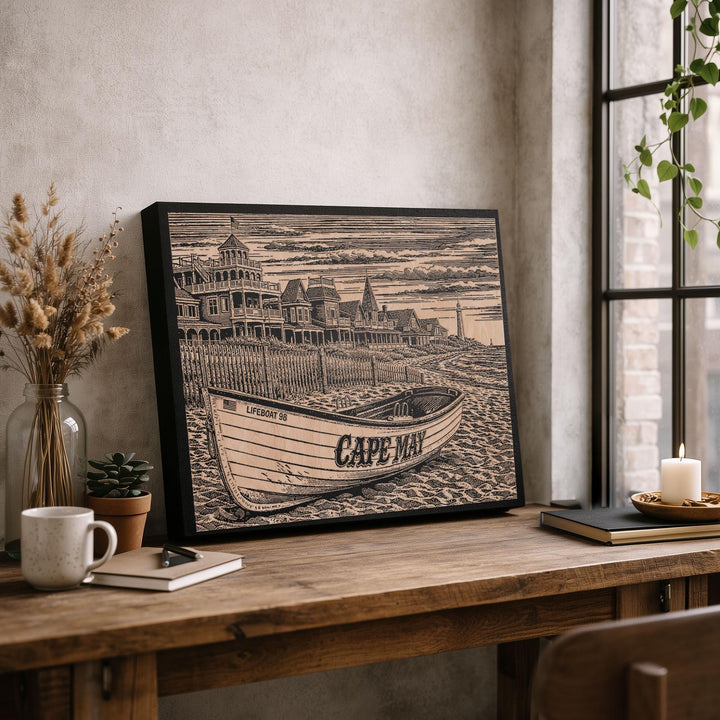 Cape May New Jersey Engraved Birch Art Panel