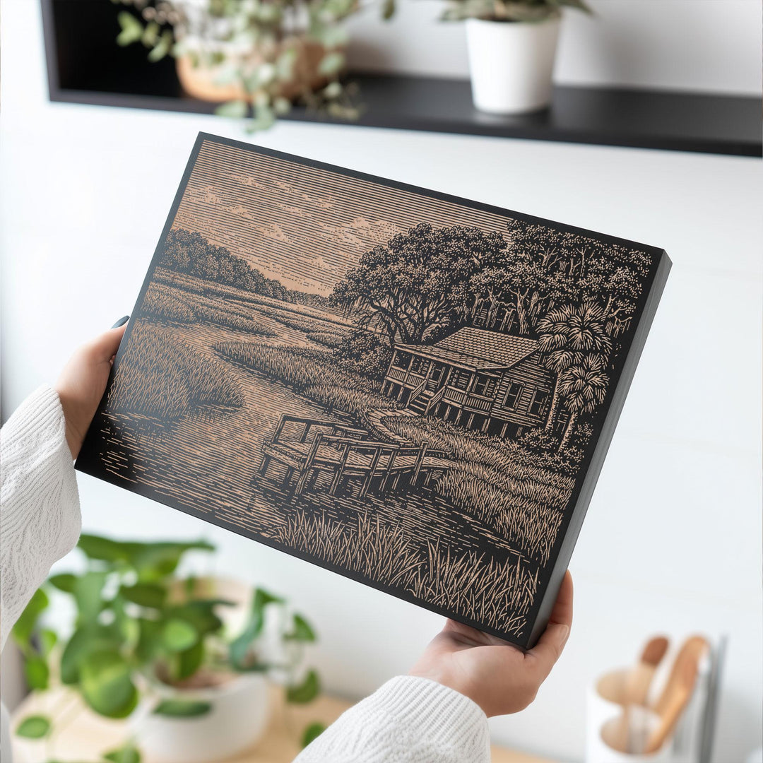 Lowcountry Marsh Engraved Birch Art Panel