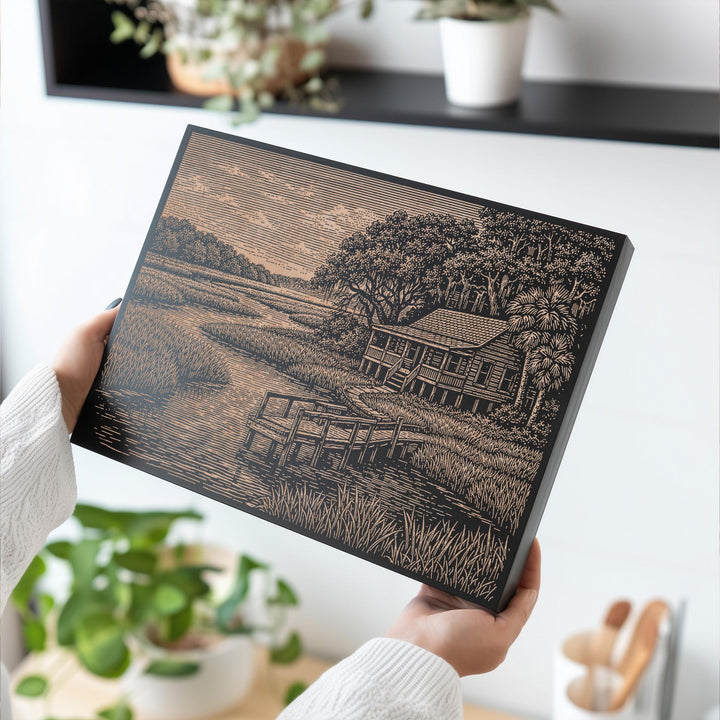 Lowcountry Marsh Engraved Birch Art Panel