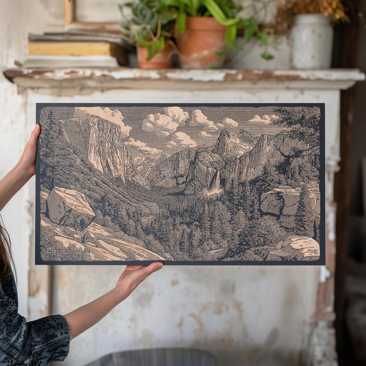 Yosemite Valley Engraved Illustration